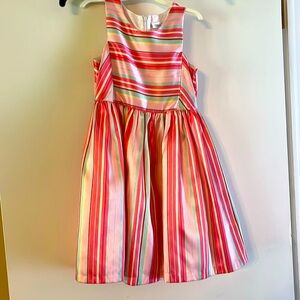 Girls pretty pink striped dress size 5 Bonnie Jean brand